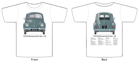 VW Beetle Type 114B 1949-50 T-shirt Front & Back
